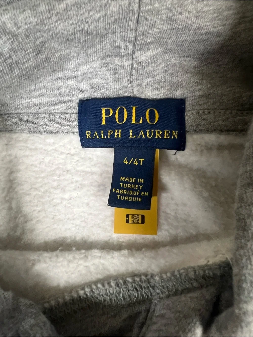Ralph Lauren Kids Polo Bear Hoodie in White and Gray with Multicolor Bear